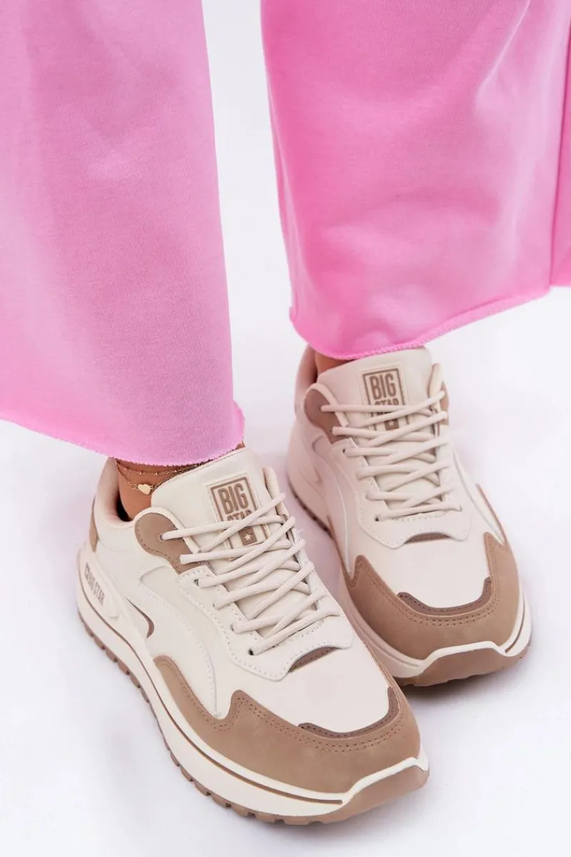 Big Star Shoes Sneakersy Damskie Big Star RR274A216 HI-POLY SYSTEM Beżowe Beżowy