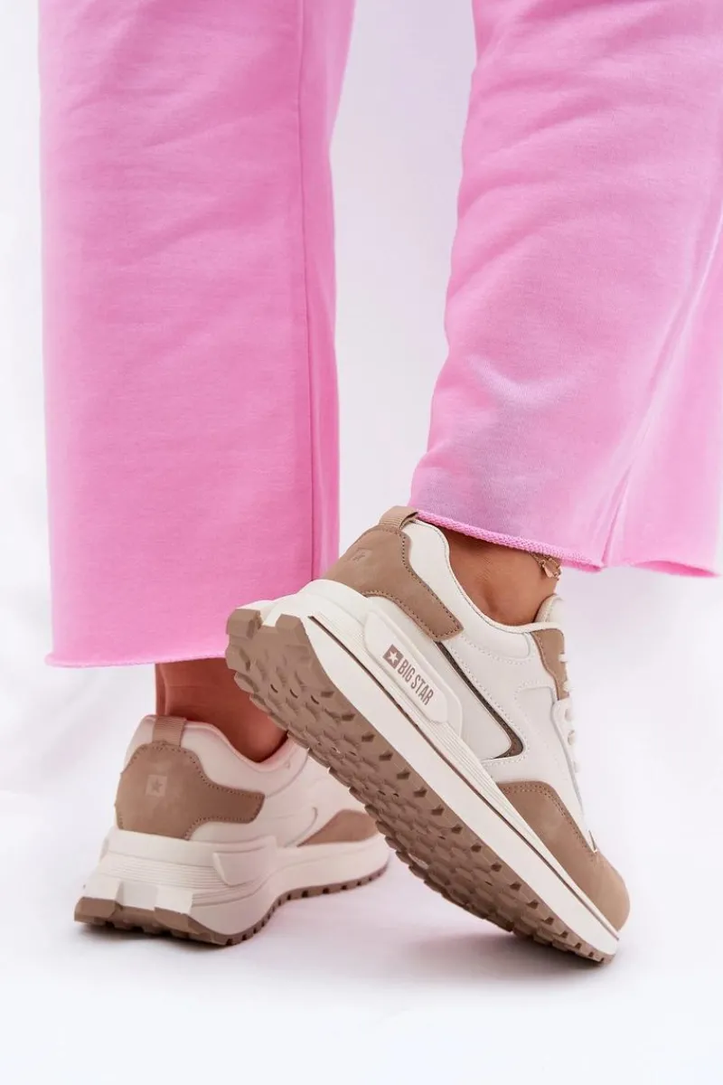 Big Star Shoes Sneakersy Damskie Big Star RR274A216 HI-POLY SYSTEM Beżowe Beżowy