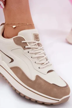Big Star Shoes Sneakersy Damskie Big Star RR274A216 HI-POLY SYSTEM Beżowe Beżowy