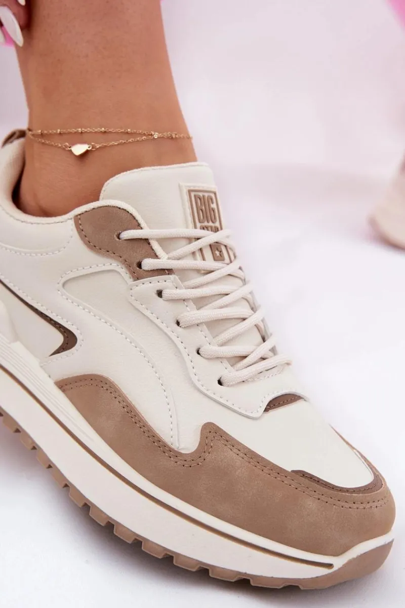 Big Star Shoes Sneakersy Damskie Big Star RR274A216 HI-POLY SYSTEM Beżowe Beżowy