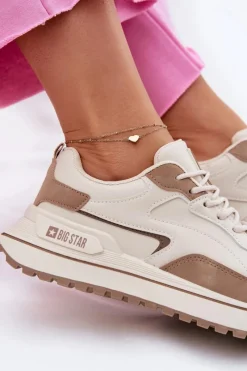 Big Star Shoes Sneakersy Damskie Big Star RR274A216 HI-POLY SYSTEM Beżowe Beżowy