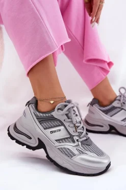 Sale Big Star Shoes Sneakersy Damskie Big Star RR274A193 Szare Szary