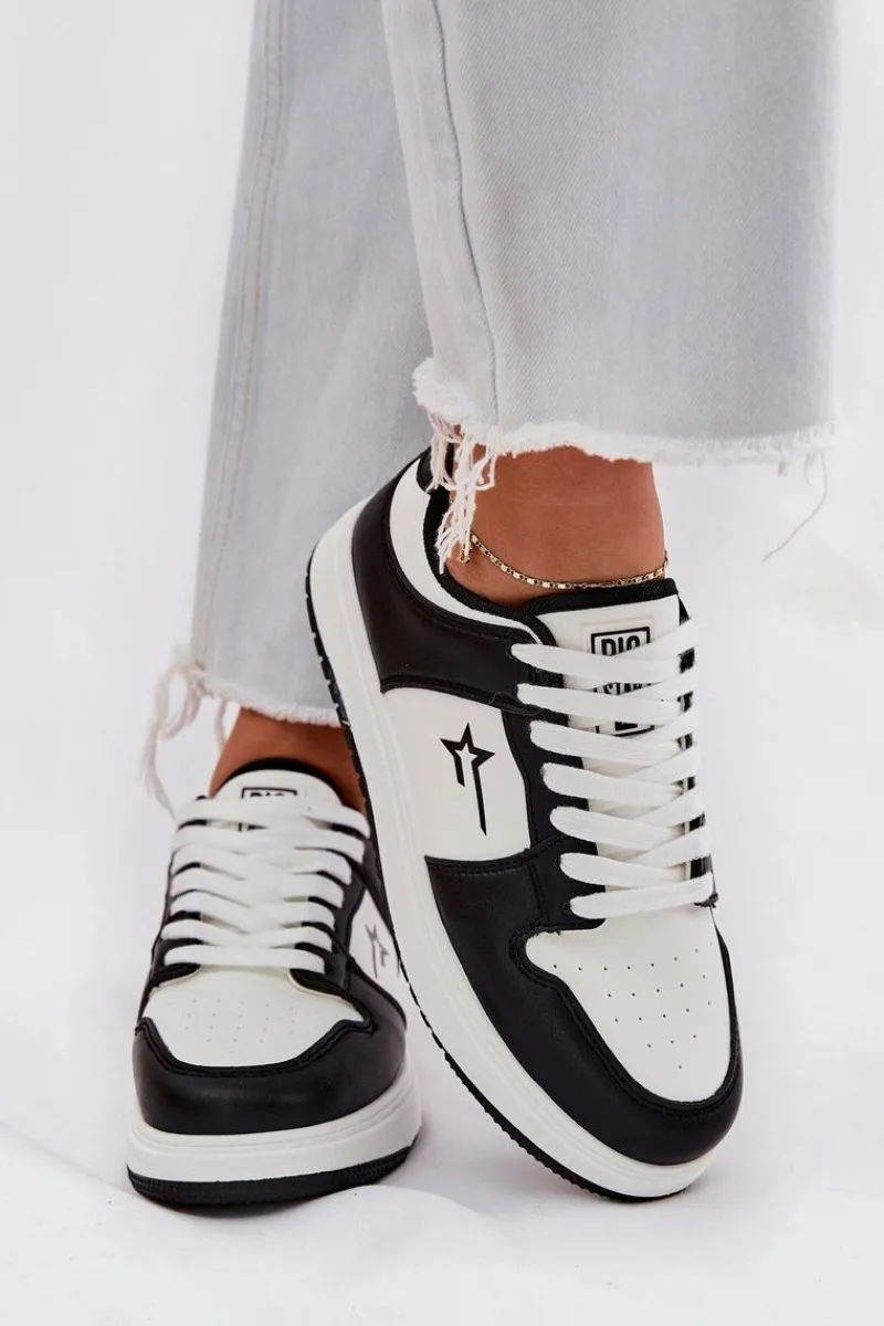 New Big Star Shoes Sneakersy Damskie Big Star RR274A240 HI-POLY SYSTEM Biało-Czarne