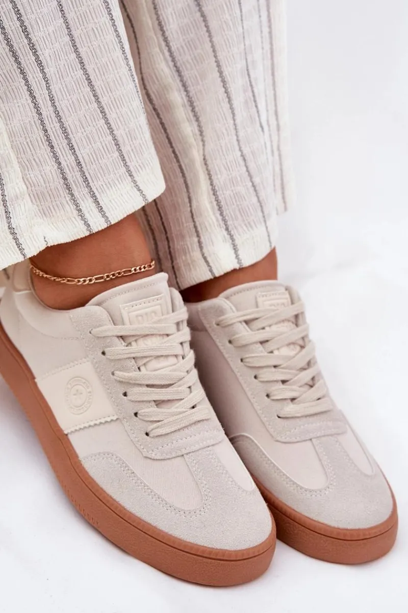 Sneakersy Damskie Big Star RR274806 Beżowe Damskie Buty Sportowe Big Star|Sneakersy Damskie