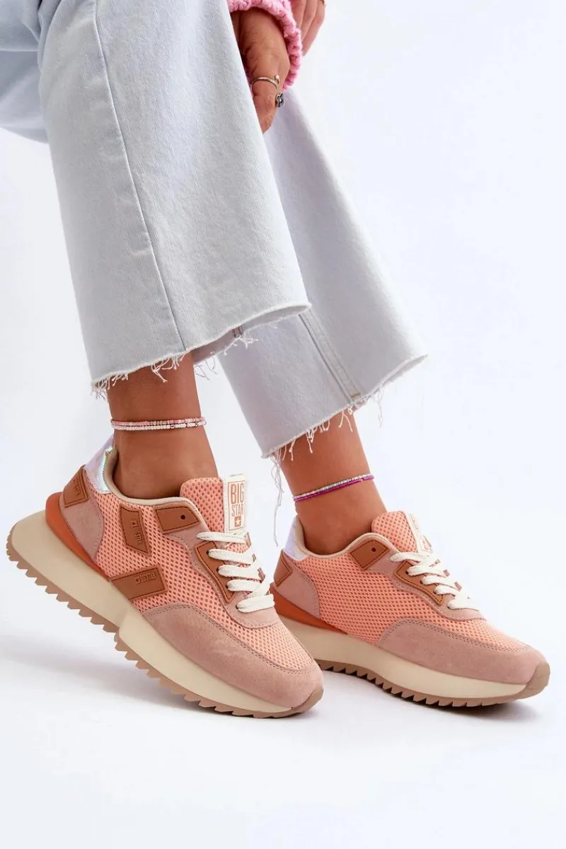 Hot Sneakersy Damskie Big Star NN274976 Pomarańczowe Damskie Buty Sportowe Big Star|Sneakersy Damskie