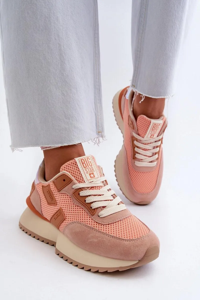 Hot Sneakersy Damskie Big Star NN274976 Pomarańczowe Damskie Buty Sportowe Big Star|Sneakersy Damskie