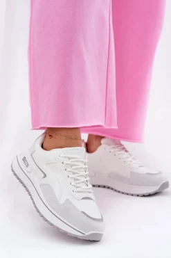 Best Sneakersy Damskie Big Star RR274A213 HI-POLY SYSTEM Białe Damskie Buty Sportowe Big Star|Sneakersy Damskie