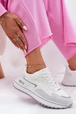 Best Sneakersy Damskie Big Star RR274A213 HI-POLY SYSTEM Białe Damskie Buty Sportowe Big Star|Sneakersy Damskie