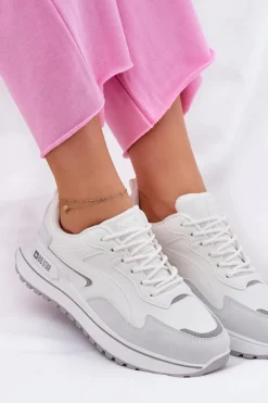 Best Sneakersy Damskie Big Star RR274A213 HI-POLY SYSTEM Białe Damskie Buty Sportowe Big Star|Sneakersy Damskie