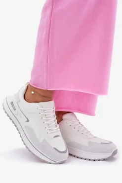 Best Sneakersy Damskie Big Star RR274A213 HI-POLY SYSTEM Białe Damskie Buty Sportowe Big Star|Sneakersy Damskie