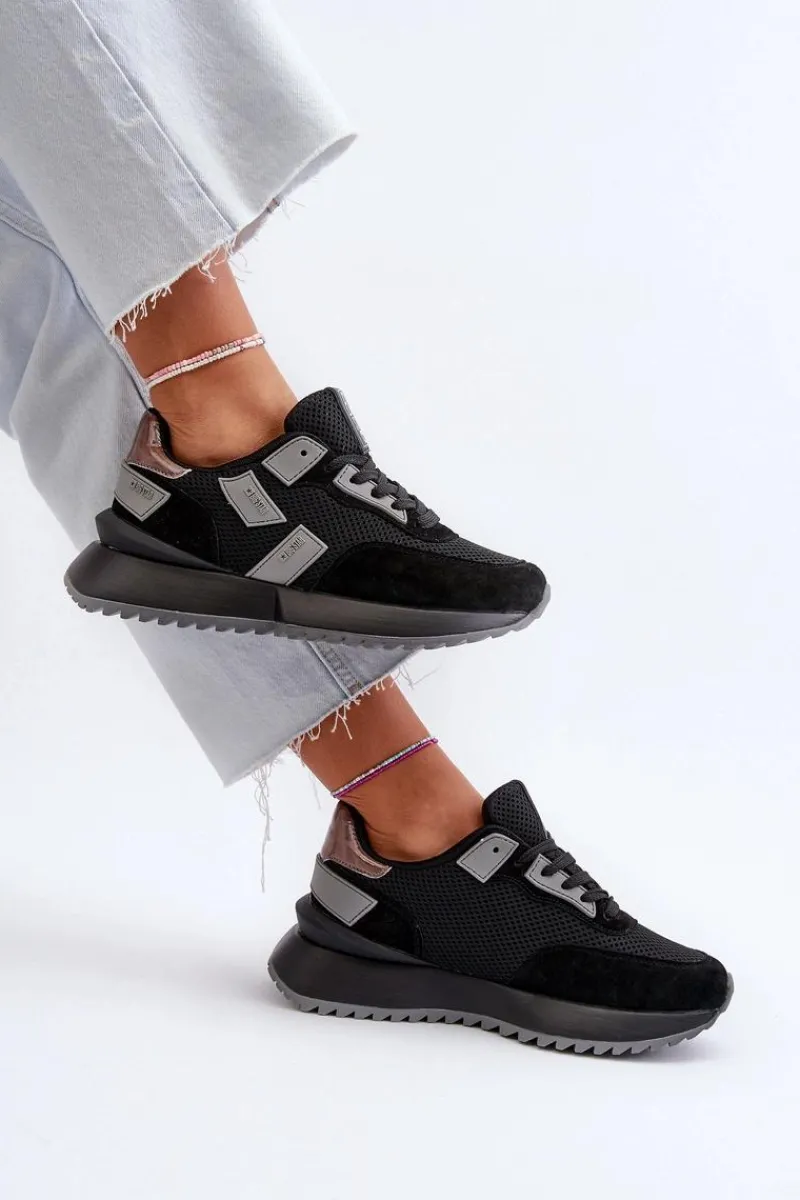 New Sneakersy Damskie Big Star NN274975 Czarne Damskie Buty Sportowe Big Star|Sneakersy Damskie