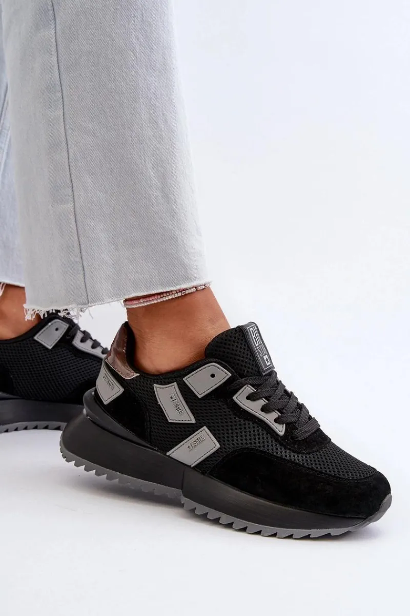 New Sneakersy Damskie Big Star NN274975 Czarne Damskie Buty Sportowe Big Star|Sneakersy Damskie