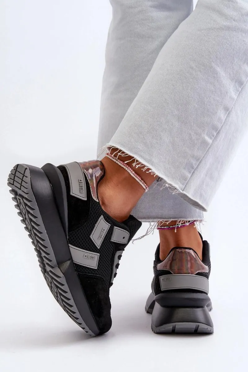 New Sneakersy Damskie Big Star NN274975 Czarne Damskie Buty Sportowe Big Star|Sneakersy Damskie