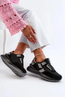 New Sneakersy Damskie Big Star NN274975 Czarne Damskie Buty Sportowe Big Star|Sneakersy Damskie