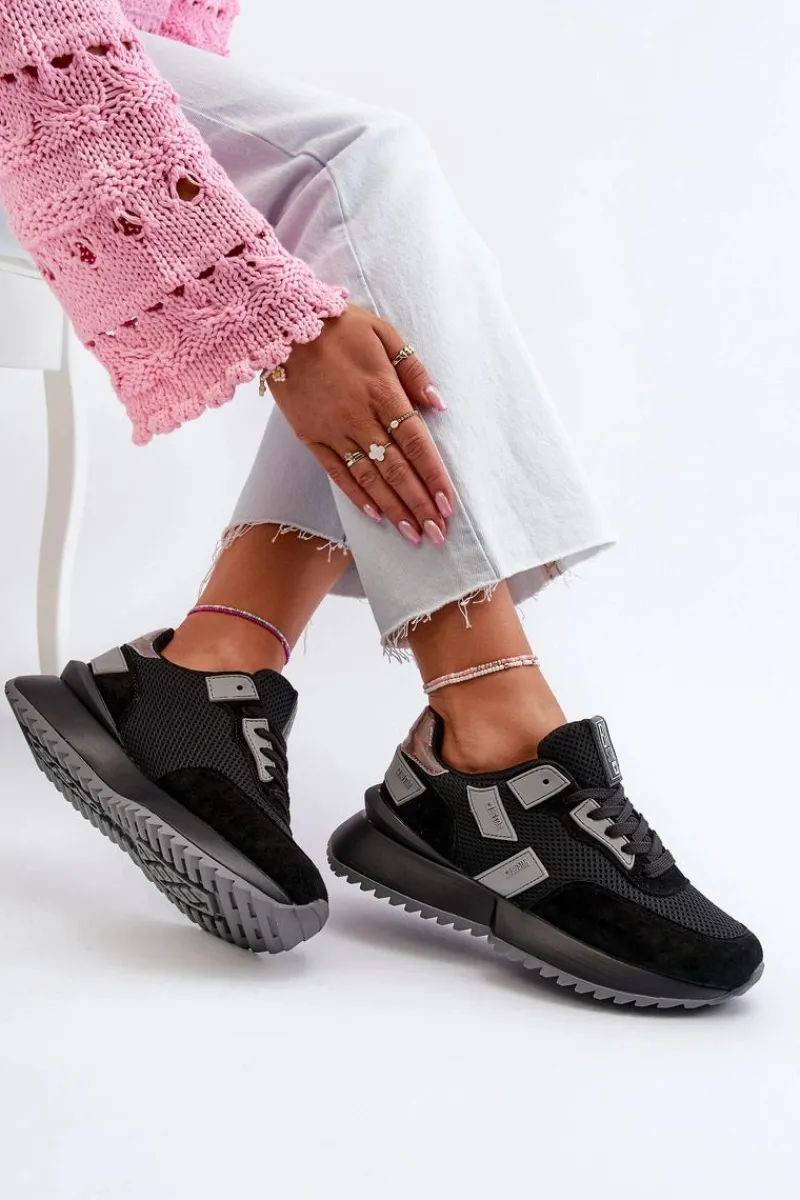 New Sneakersy Damskie Big Star NN274975 Czarne Damskie Buty Sportowe Big Star|Sneakersy Damskie