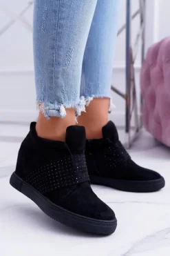 Best Sneakersy Damskie Czarne Trampki Lu Boo Cekiny PinkSugar Damskie Sneakersy Damskie