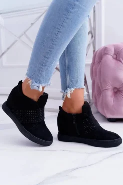 Best Sneakersy Damskie Czarne Trampki Lu Boo Cekiny PinkSugar Damskie Sneakersy Damskie