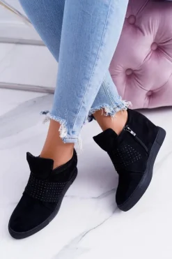 Best Sneakersy Damskie Czarne Trampki Lu Boo Cekiny PinkSugar Damskie Sneakersy Damskie