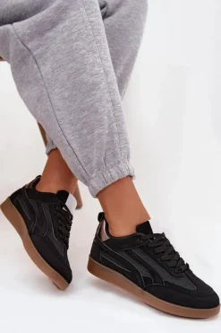 New Sneakersy Damskie Czarne Hanelor Damskie Sneakersy Damskie