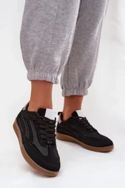 New Sneakersy Damskie Czarne Hanelor Damskie Sneakersy Damskie