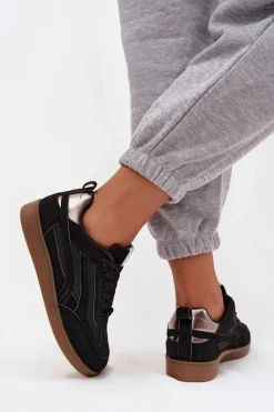 New Sneakersy Damskie Czarne Hanelor Damskie Sneakersy Damskie