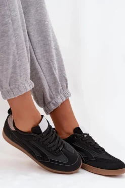 New Sneakersy Damskie Czarne Hanelor Damskie Sneakersy Damskie