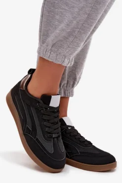 New Sneakersy Damskie Czarne Hanelor Damskie Sneakersy Damskie