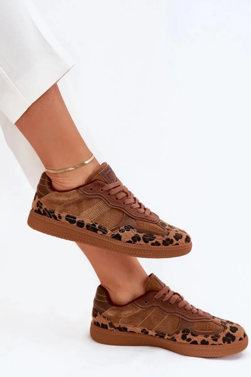 Discount Sneakersy Damskie SS2D4017 Panterka Damskie Buty Sportowe Na Platformie|Sneakersy Damskie