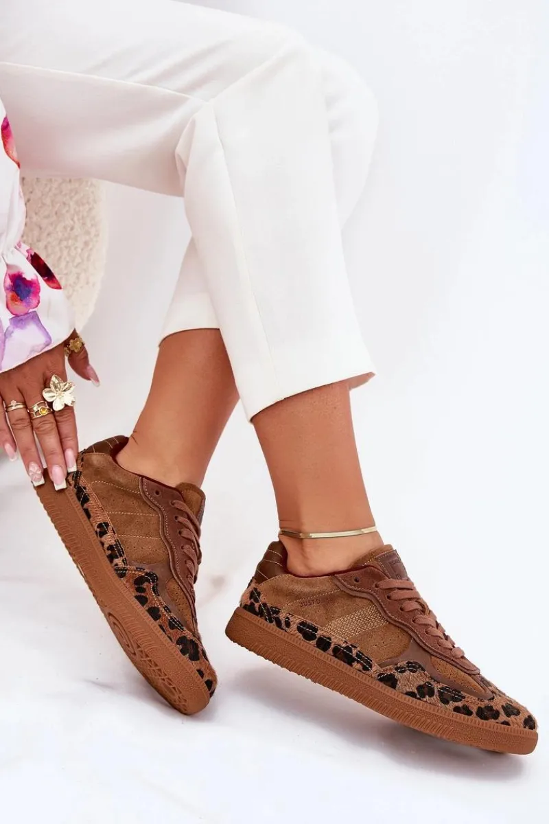 Discount Sneakersy Damskie SS2D4017 Panterka Damskie Buty Sportowe Na Platformie|Sneakersy Damskie