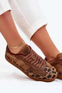 Discount Sneakersy Damskie SS2D4017 Panterka Damskie Buty Sportowe Na Platformie|Sneakersy Damskie