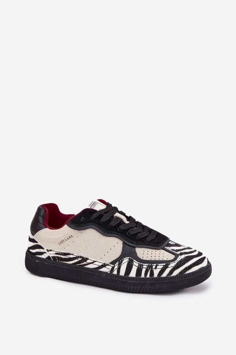 New Sneakersy Damskie SS2D4015 Zebra Beżowe Damskie Buty Sportowe Na Platformie|Sneakersy Damskie