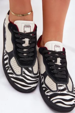 New Sneakersy Damskie SS2D4015 Zebra Beżowe Damskie Buty Sportowe Na Platformie|Sneakersy Damskie