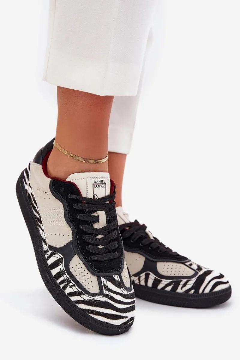 New Sneakersy Damskie SS2D4015 Zebra Beżowe Damskie Buty Sportowe Na Platformie|Sneakersy Damskie