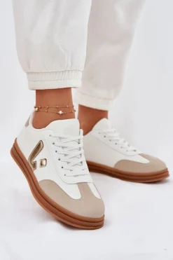 Sale Boto Sneakersy Damskie Eko Skórzane Białe Micca