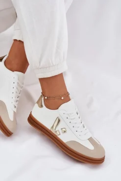 Sale Boto Sneakersy Damskie Eko Skórzane Białe Micca