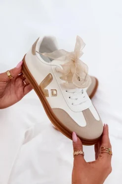 Sale Boto Sneakersy Damskie Eko Skórzane Białe Micca