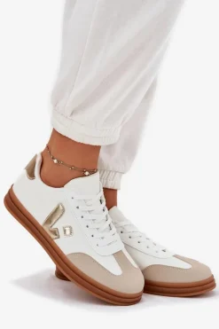 Sale Boto Sneakersy Damskie Eko Skórzane Białe Micca