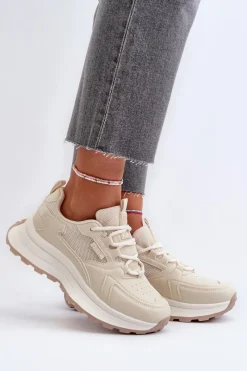 Buty Sportowe Big Star|Sneakersy Damskie>Big Star Shoes Sneakersy Damskie HI-POLY SYSTEM Big Star NN274A105 Beżowe Beżowy