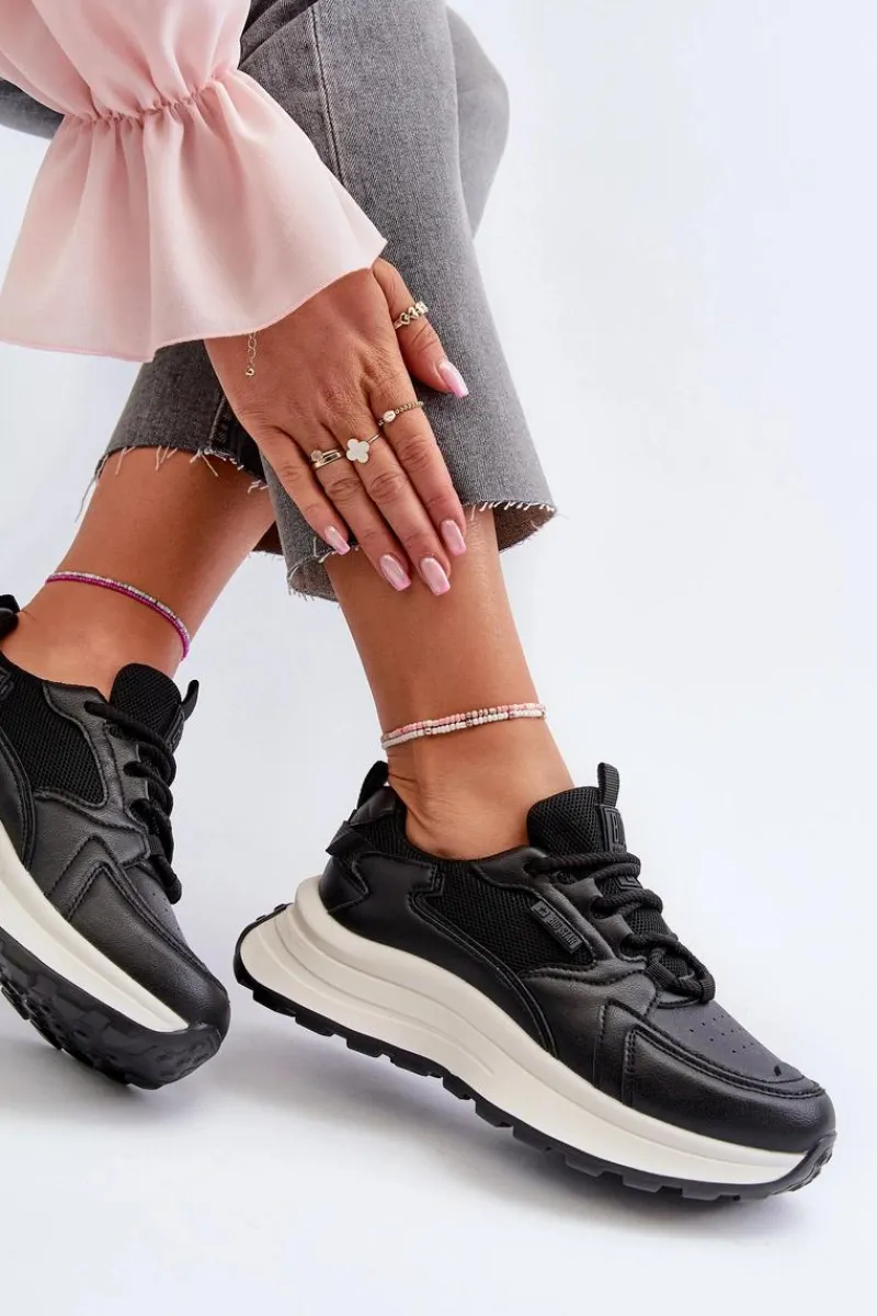 Buty Sportowe Big Star|Sneakersy Damskie>Big Star Shoes Sneakersy Damskie HI-POLY SYSTEM Big Star NN274A106 Czarne