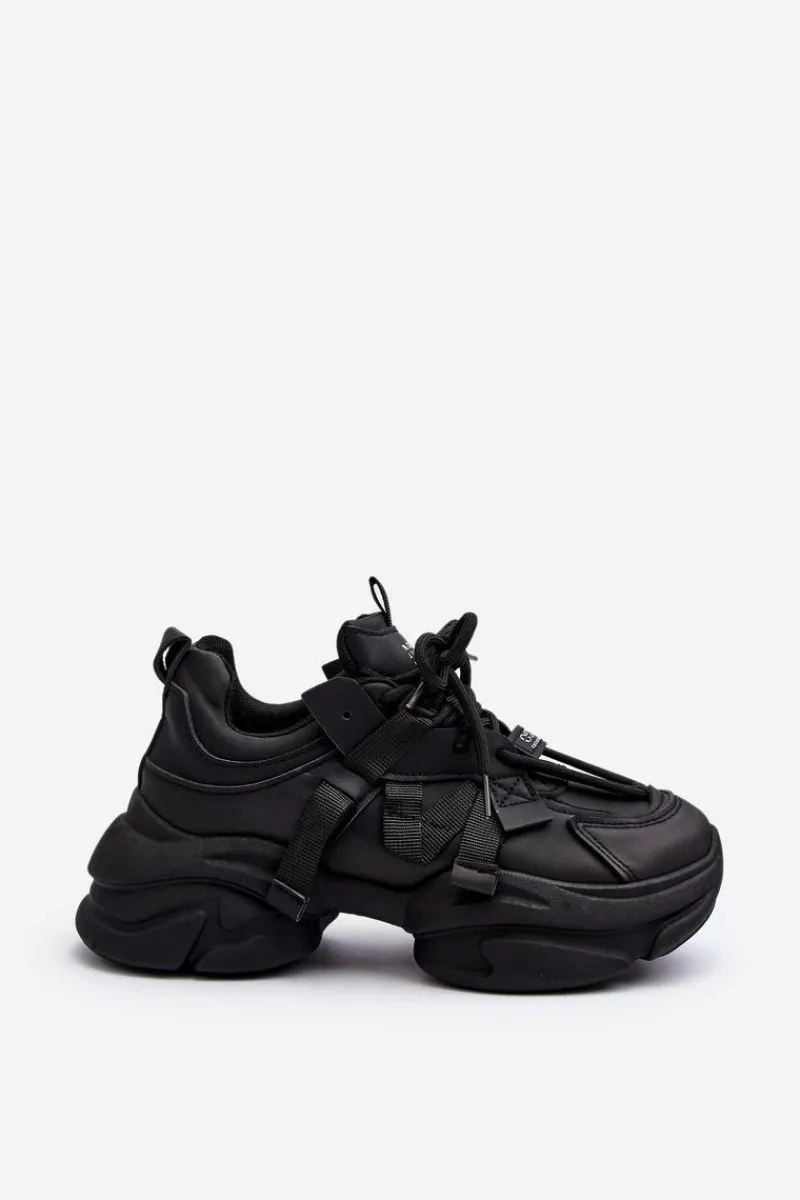 Outlet Sneakersy Damskie Na Masywnej Podeszwie Czarne Windamella Damskie Sneakersy Damskie