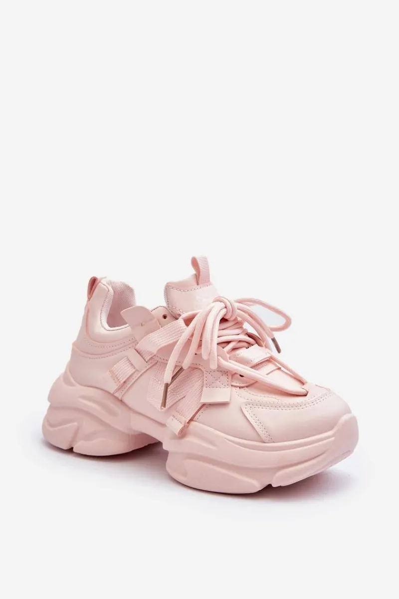 Clearance Boto Sneakersy Damskie Na Masywnej Podeszwie Różowe Windamella Różowy