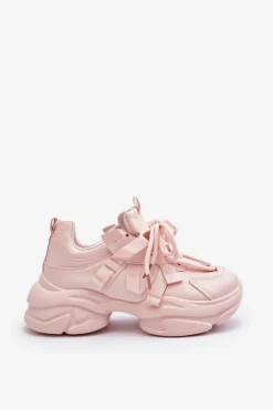 Clearance Boto Sneakersy Damskie Na Masywnej Podeszwie Różowe Windamella Różowy