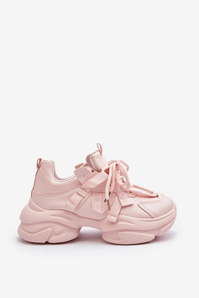 Clearance Boto Sneakersy Damskie Na Masywnej Podeszwie Różowe Windamella Różowy