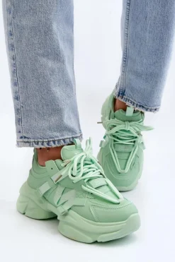 Sneakersy Damskie></noscript>Boto Sneakersy Damskie Na Masywnej Podeszwie Zielone Windamella