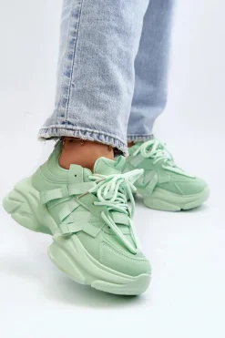 Sneakersy Damskie></noscript>Boto Sneakersy Damskie Na Masywnej Podeszwie Zielone Windamella