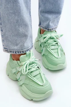 Sneakersy Damskie></noscript>Boto Sneakersy Damskie Na Masywnej Podeszwie Zielone Windamella
