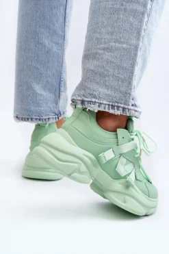 Sneakersy Damskie></noscript>Boto Sneakersy Damskie Na Masywnej Podeszwie Zielone Windamella