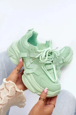 Sneakersy Damskie></noscript>Boto Sneakersy Damskie Na Masywnej Podeszwie Zielone Windamella