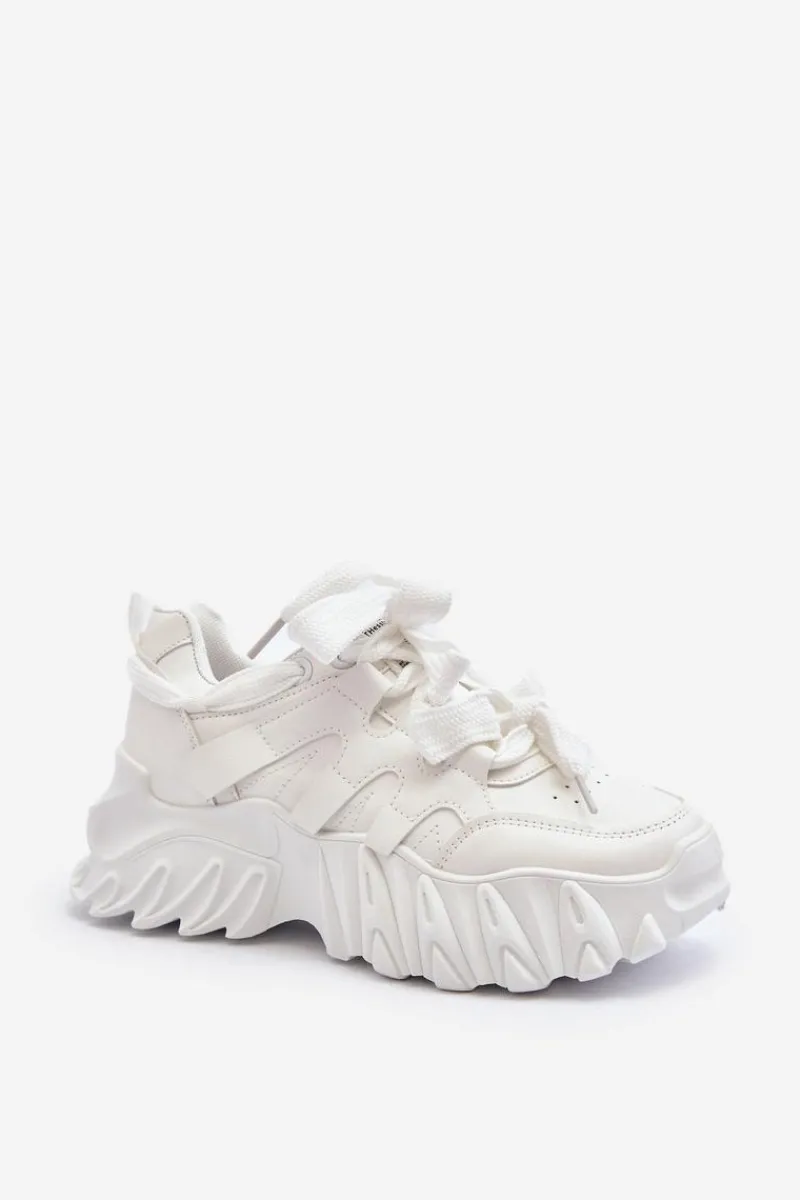 Sneakersy Damskie>Boto Sneakersy Damskie Na Masywnej Podeszwie Białe Ellerai