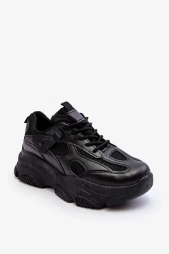 Outlet Sneakersy Damskie Na Masywnej Platformie Czarne Agnenia Damskie Sneakersy Damskie